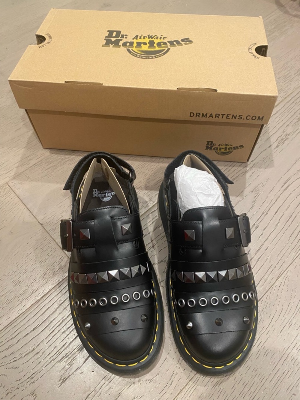 Dr. Martens Black Studded Leather Clog Mules